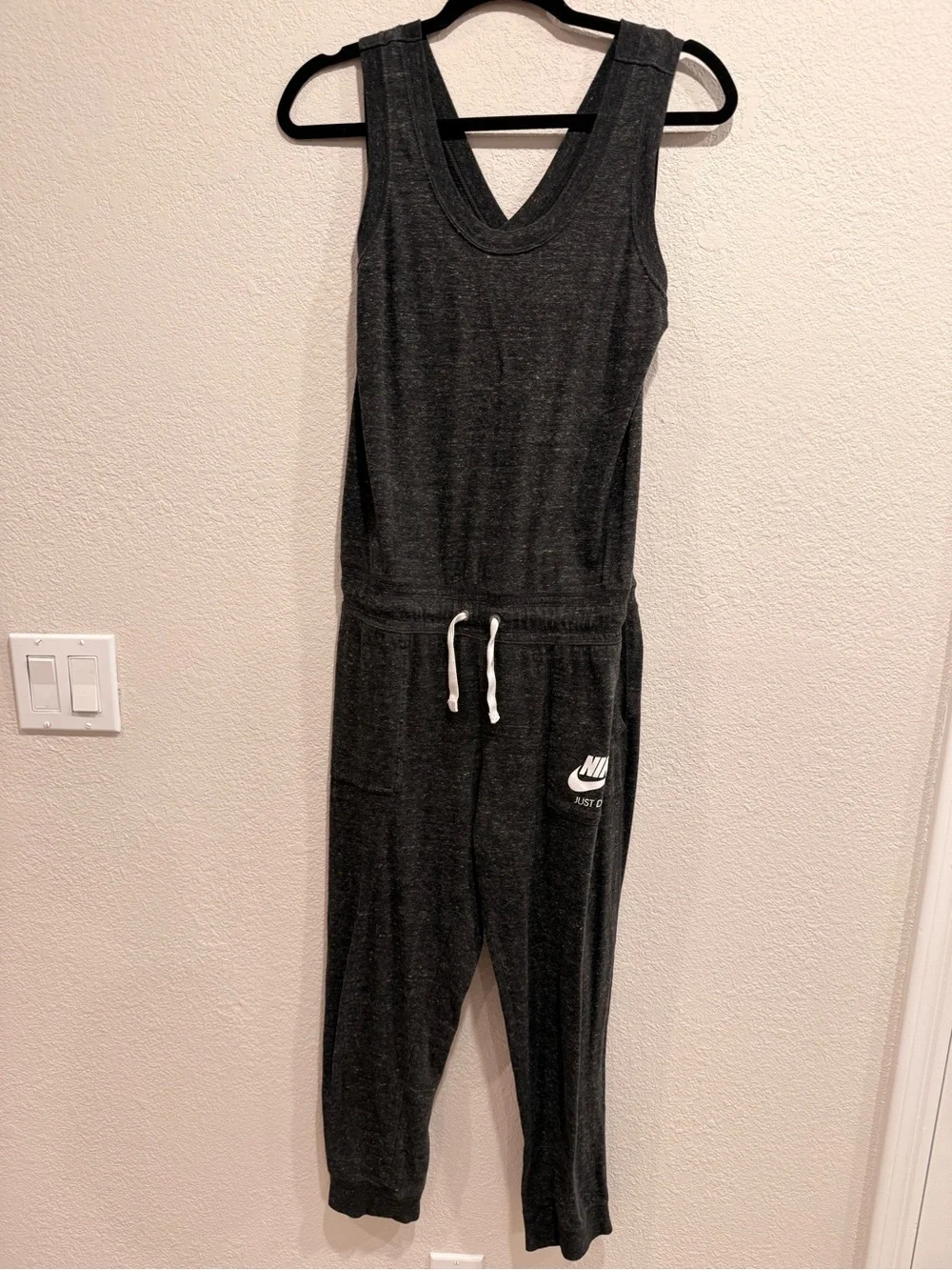 Nike Charcoal Gray Sleeveless Jumpsuit with Drawstring